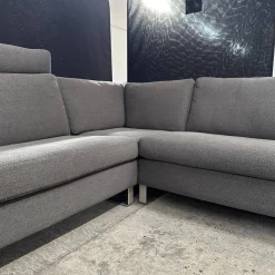 COR Ecksofas|Ecksofa Conseta Stoff 8078 Tabak Anthrazit Metallkufe F04 Stahl Feinstruktur Mit Kopfstütze