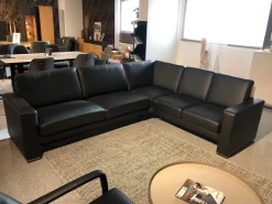 Gepade Ecksofas|Ecksofa Cosmo 100 Leder 18 8368 Schwarz Füße Smoked GP16 Mit Metalleinlage