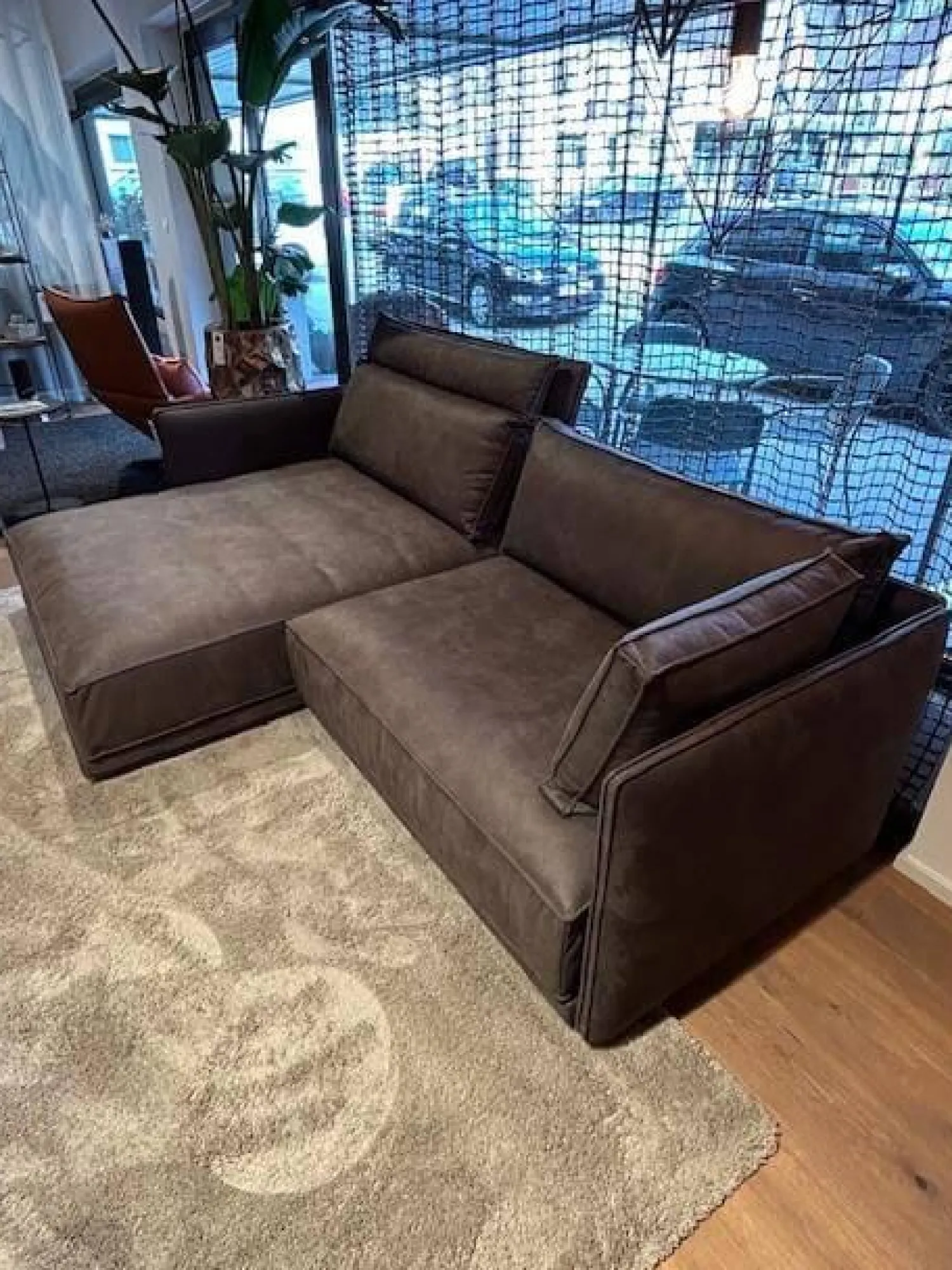 IP Design Ecksofas|Ecksofa Cube Lounge Stoff Boxter CA1038 075 Braun Grau Gleiter Kunstoff Schwarz Inklusive Kissen