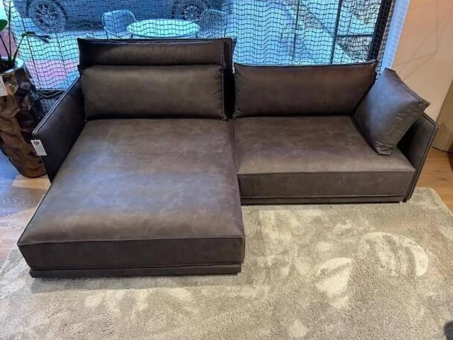 IP Design Ecksofas|Ecksofa Cube Lounge Stoff Boxter CA1038 075 Braun Grau Gleiter Kunstoff Schwarz Inklusive Kissen