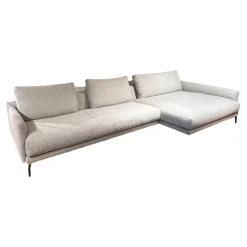 Contur Ecksofas|Ecksofa Cuneo 60 Bezug Stoff Verati Silvera 19 Greige Grau Metallfüße Schwarz Lackiert