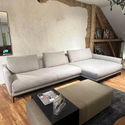 Contur Ecksofas|Ecksofa Cuneo 60 Bezug Stoff Verati Silvera 19 Greige Grau Metallfüße Schwarz Lackiert
