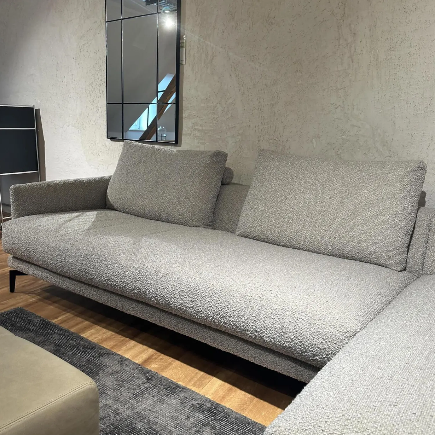 Contur Ecksofas|Ecksofa Cuneo 60 Bezug Stoff Verati Silvera 19 Greige Grau Metallfüße Schwarz Lackiert