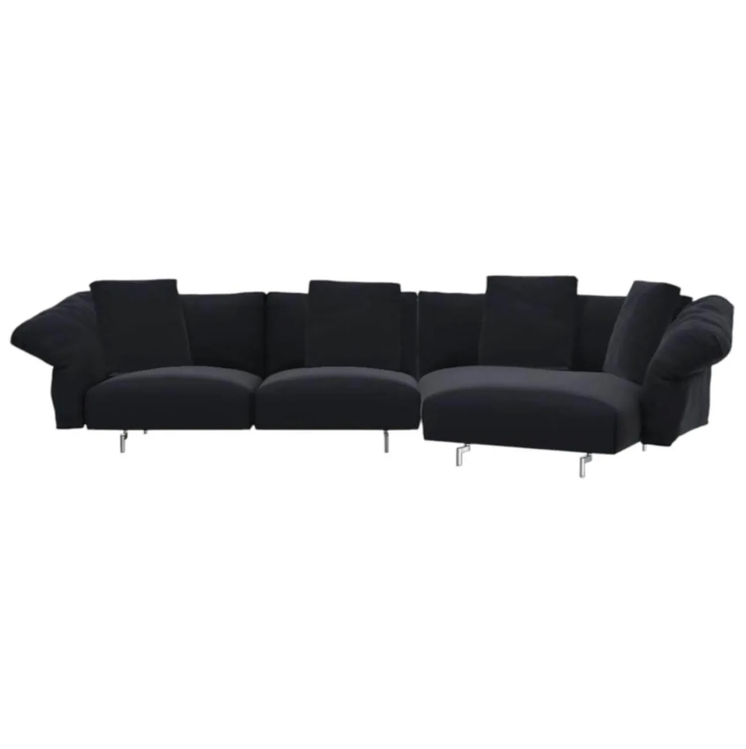 B&B Italia Ecksofas|Ecksofa Dambo Stoff Serra 850 Blau Navy Füße Glanzpoliert mit 4 Kissen