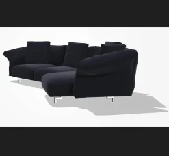 B&B Italia Ecksofas|Ecksofa Dambo Stoff Serra 850 Blau Navy Füße Glanzpoliert mit 4 Kissen