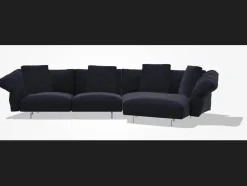B&B Italia Ecksofas|Ecksofa Dambo Stoff Serra 850 Blau Navy Füße Glanzpoliert mit 4 Kissen
