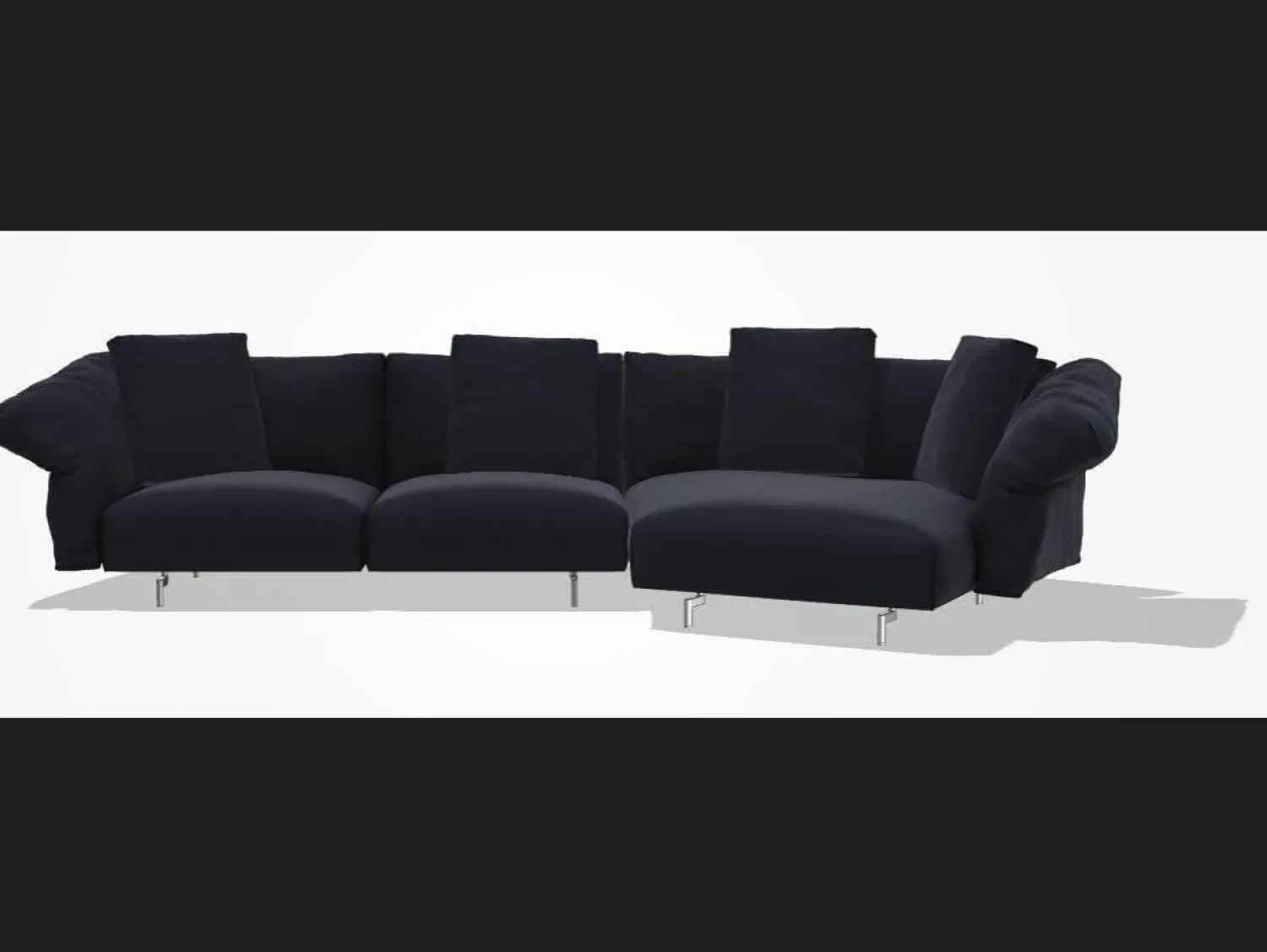 B&B Italia Ecksofas|Ecksofa Dambo Stoff Serra 850 Blau Navy Füße Glanzpoliert mit 4 Kissen