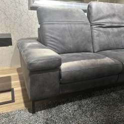 Paul Lindberg Ecksofas|Ecksofa Deno PL Leder W9 Schwarz Füße Metall Schwarz Mit Relaxmotor