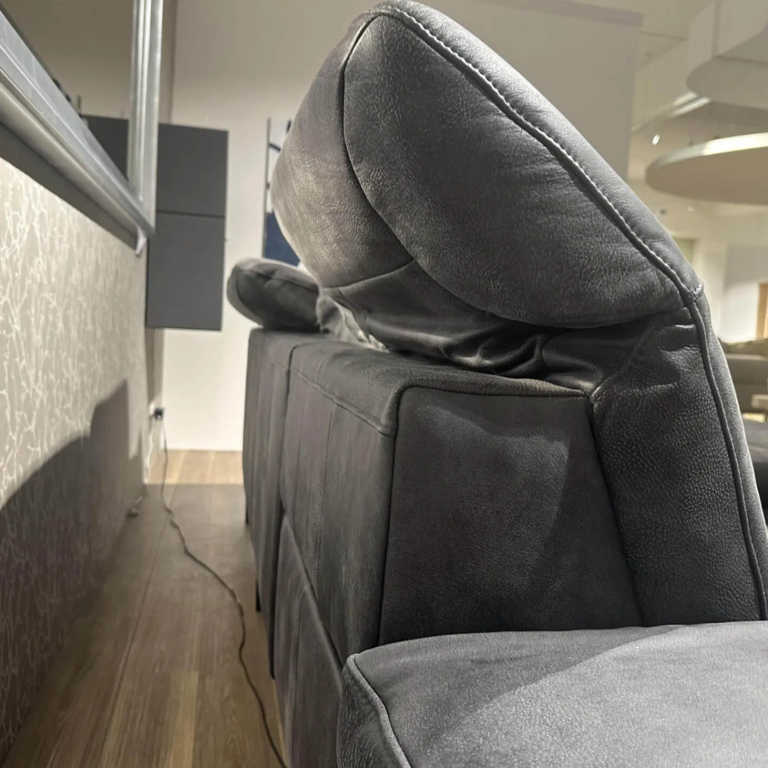 Paul Lindberg Ecksofas|Ecksofa Deno PL Leder W9 Schwarz Füße Metall Schwarz Mit Relaxmotor