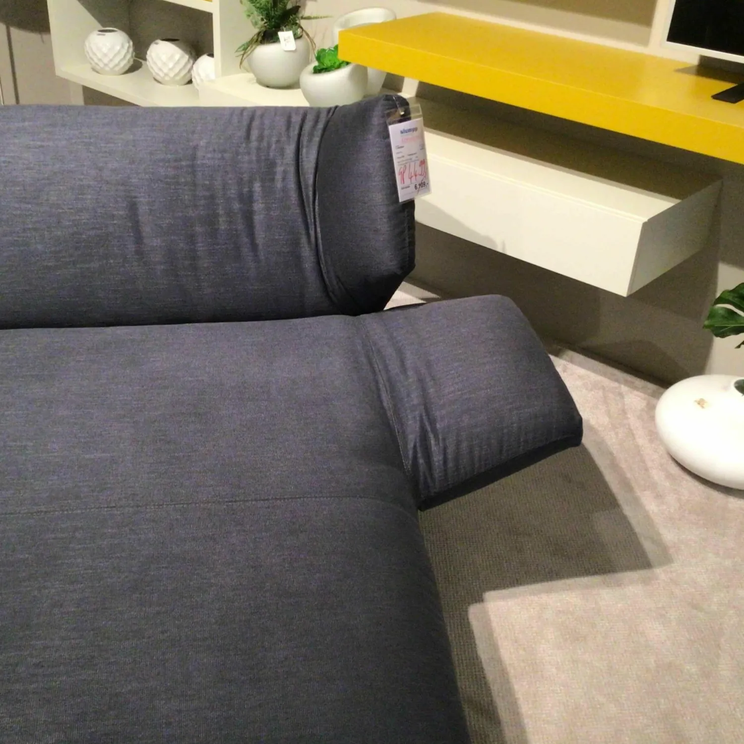 Leolux Ecksofas|Ecksofa Devon Stoff 23164 Fay Ocean Blau Füße Granit Grau Matt