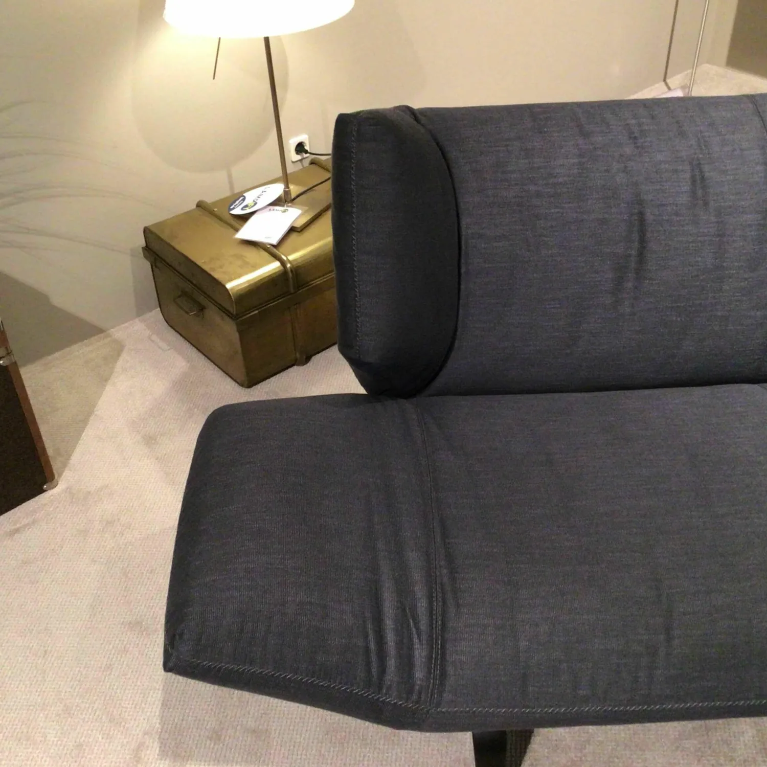 Leolux Ecksofas|Ecksofa Devon Stoff 23164 Fay Ocean Blau Füße Granit Grau Matt