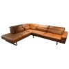 DSign Ecksofas|Ecksofa Corvo R Leder L155 68 Cognac Braun Kufe Anthrazit Mit Festem Hocker