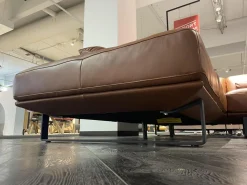 DSign Ecksofas|Ecksofa Corvo R Leder L155 68 Cognac Braun Kufe Anthrazit Mit Festem Hocker