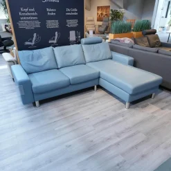 Stressless Ecksofas|Ecksofa E 200 Leder Paloma Sparrow Blue Blau Füße Metall Mit Kopfstütze
