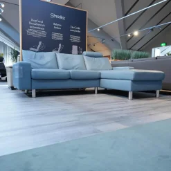 Stressless Ecksofas|Ecksofa E 200 Leder Paloma Sparrow Blue Blau Füße Metall Mit Kopfstütze