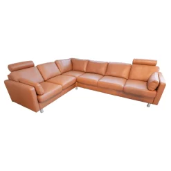 Stressless Ecksofas|Ecksofa E600 Leder Noblesse 37 Tigereye Braun Stahlfuß Mit Kissen Und Kopfstützen