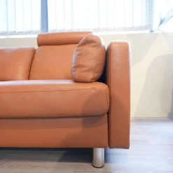 Stressless Ecksofas|Ecksofa E600 Leder Noblesse 37 Tigereye Braun Stahlfuß Mit Kissen Und Kopfstützen