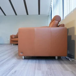 Stressless Ecksofas|Ecksofa E600 Leder Noblesse 37 Tigereye Braun Stahlfuß Mit Kissen Und Kopfstützen