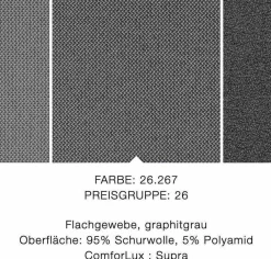 Rolf Benz Ecksofas|Ecksofa Ego Stoff 26.267 Graphitgrau mit 4 Kissen und Nackenstütze