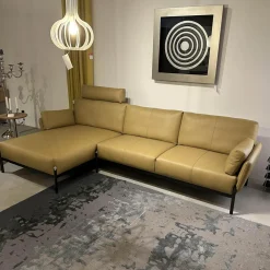 Leolux Ecksofas|Ecksofa Enna Leder 17882 Ceras 8290 Argile Füße Epoxy E2200 Nuit Silk