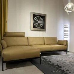 Leolux Ecksofas|Ecksofa Enna Leder 17882 Ceras 8290 Argile Füße Epoxy E2200 Nuit Silk