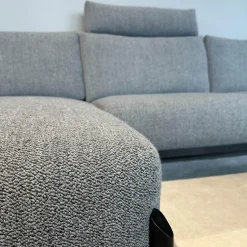 Leolux Ecksofas|Ecksofa Enna Stoff Mondo 007 Piombo Grau Gestell Epoxy Granite Anthrazit Matt Inklusive Kopfstütze