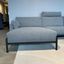 Leolux Ecksofas|Ecksofa Enna Stoff Mondo 007 Piombo Grau Gestell Epoxy Granite Anthrazit Matt Inklusive Kopfstütze