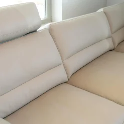 Erpo Ecksofas|Ecksofa Esparo 400 Bezug Leder I 43.210 Creme Kufen 8 HG Mit Kopfstütze Und Armlehnkissen