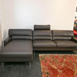 Erpo Ecksofas|Ecksofa Esparo 400 Leder J 42.090 Braun Schwarz Fußstütze Leder J 42.090