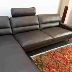 Erpo Ecksofas|Ecksofa Esparo 400 Leder J 42.090 Braun Schwarz Fußstütze Leder J 42.090