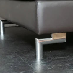 Erpo Ecksofas|Ecksofa Esparo 400 Leder J 42.090 Braun Schwarz Fußstütze Leder J 42.090