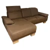 DFM Ecksofas|Ecksofa Fabeo Stoff Valentina 603 Zim Braun Holzfüße Buche Natur