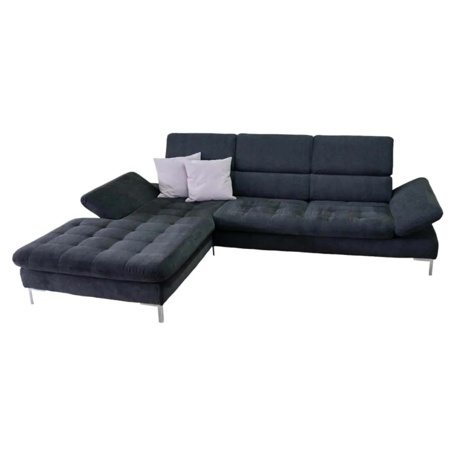 Dietsch Ecksofas|Ecksofa Family Style Stoff Guard Graphit 66 Metallfüße 4.26 Silber Inklusive Verstellungen