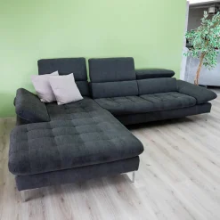 Dietsch Ecksofas|Ecksofa Family Style Stoff Guard Graphit 66 Metallfüße 4.26 Silber Inklusive Verstellungen