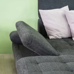 Dietsch Ecksofas|Ecksofa Family Style Stoff Guard Graphit 66 Metallfüße 4.26 Silber Inklusive Verstellungen