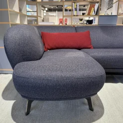 Leolux Wohnlandschaften|Ecksofas|Ecksofa Flint Stoff Varese Bleu Grau Blau Füße Rauchchrom