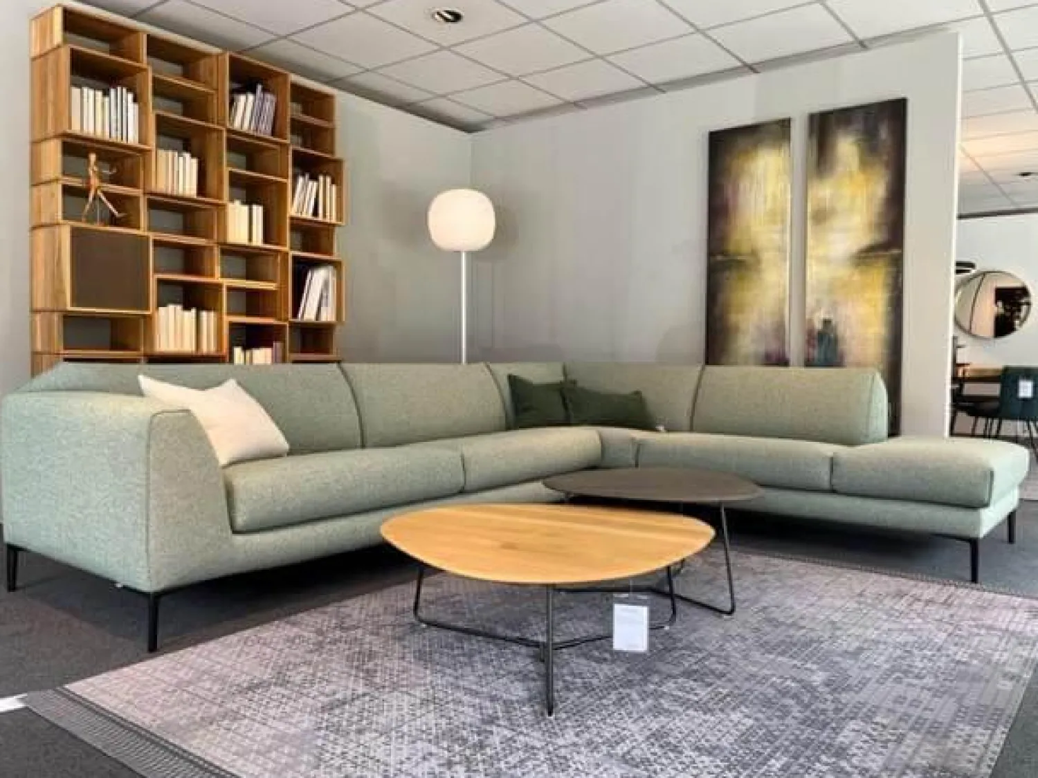 Pode Ecksofas|Ecksofa Fold Bezug 25849 Fresco 409 Celadon Füße Epoxy E1500 Granite Matt