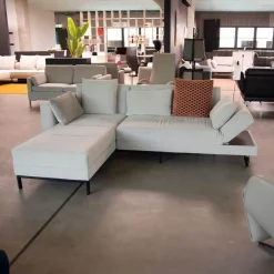 Brühl Ecksofas|Ecksofa Four Two Soft Stoff 4430 90 Grau Beige Füße Schwarz Mit Tischmodul Schwarz Lackiert Und Schlaffunktion