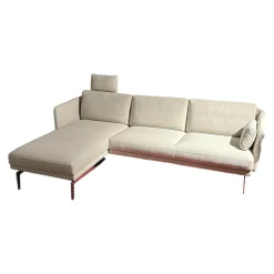 Intertime Ecksofas|Ecksofa Frame Stoff Danio Sand Creme Flachstahlfuß Chrom Glänzend Mit Klappbaren Armlehnen
