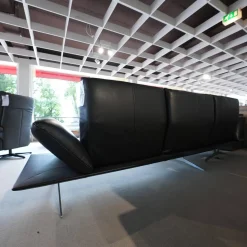 Koinor Ecksofas|Ecksofa Francis Leder C Classic Crow Schwarz Metallkufe Nickel Satiniert Edelstahloptik