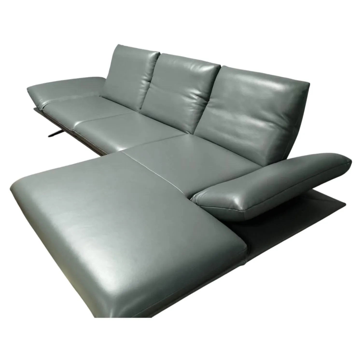 Koinor Ecksofas|Ecksofa Francis Leder C Classic Pepper Grau Metallkufe Nickel