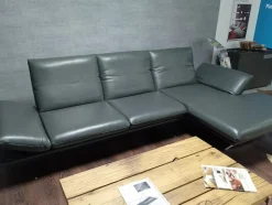 Koinor Ecksofas|Ecksofa Francis Leder C Classic Pepper Grau Metallkufe Nickel