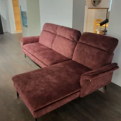 Activineo Ecksofas|Ecksofa Garbo Stoff VZP Bordeaux Rot Metallkufe Schwarz Matt Mit Manuelle Kopfteilverstellung