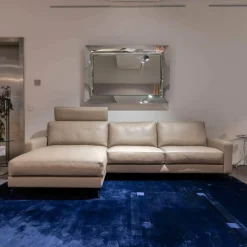 Violetta Ecksofas|Ecksofa Ginerva Longchair Dickleder 4/80 105 Greige Kiowa Mit Motorischer Relaxfunktion