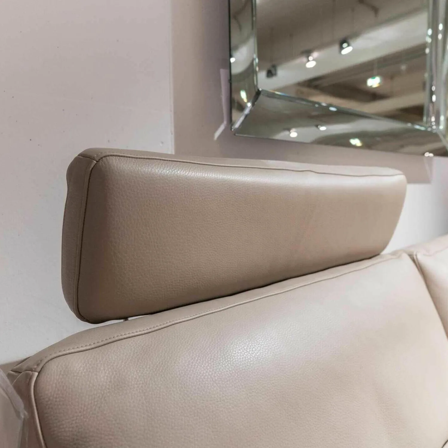 Violetta Ecksofas|Ecksofa Ginerva Longchair Dickleder 4/80 105 Greige Kiowa Mit Motorischer Relaxfunktion