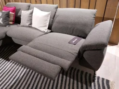 Global Ecksofas|Ecksofa Gotera Stoff Twice Dark Grey Grau Füße Chrom Glänzend Mit Teilmotorischer Schlaffunktion