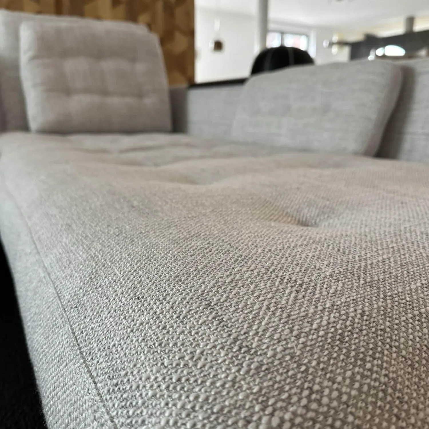 Vitra Ecksofas|Ecksofa Grand 3 Stoff 240 Corsaro Stone Melange Beige Füße Aluminium Poliert Inklusive Längliches Tablett Tray