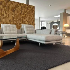 Vitra Ecksofas|Ecksofa Grand 3 Stoff 240 Corsaro Stone Melange Beige Füße Aluminium Poliert Inklusive Längliches Tablett Tray