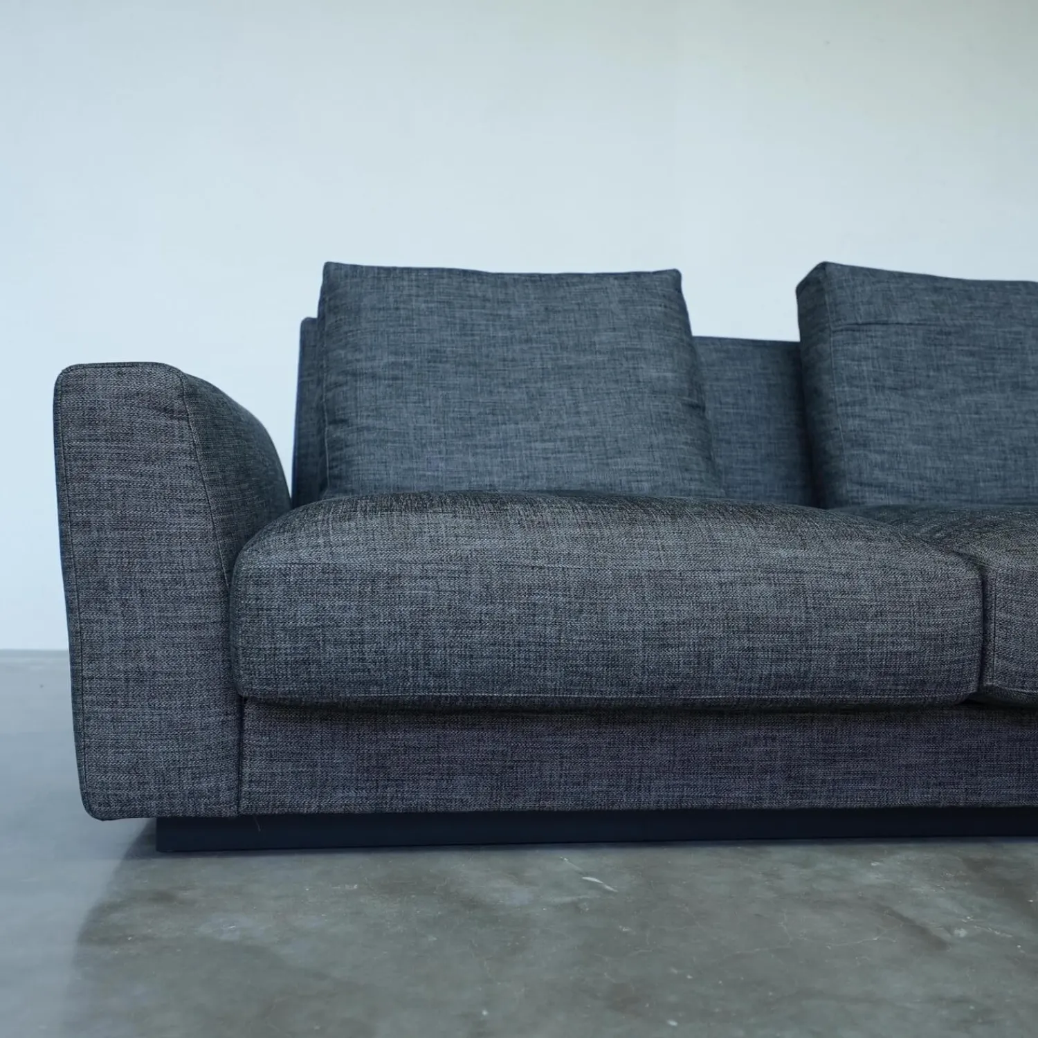 Walter Knoll Wohnlandschaften|Ecksofa Grand Suite Bezug Stoff Sonora 7869 Basalt Anthrazit Sockel Buche Schwarz Lackiert