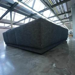 Walter Knoll Wohnlandschaften|Ecksofa Grand Suite Bezug Stoff Sonora 7869 Basalt Anthrazit Sockel Buche Schwarz Lackiert